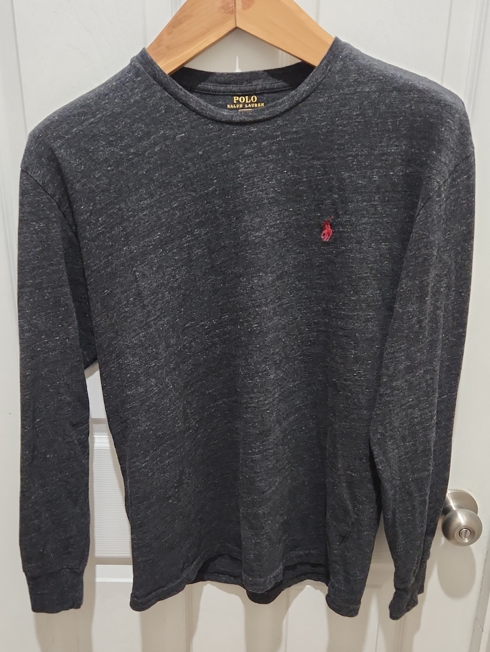 Polo by Ralph Lauren Charcoal Heather Crewneck Shirt with Red Pony - Picture 1 of 6